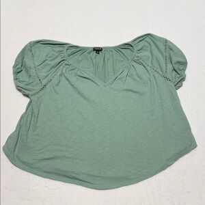 torrid Sage Green V-Neck Puff Sleeve Blouse